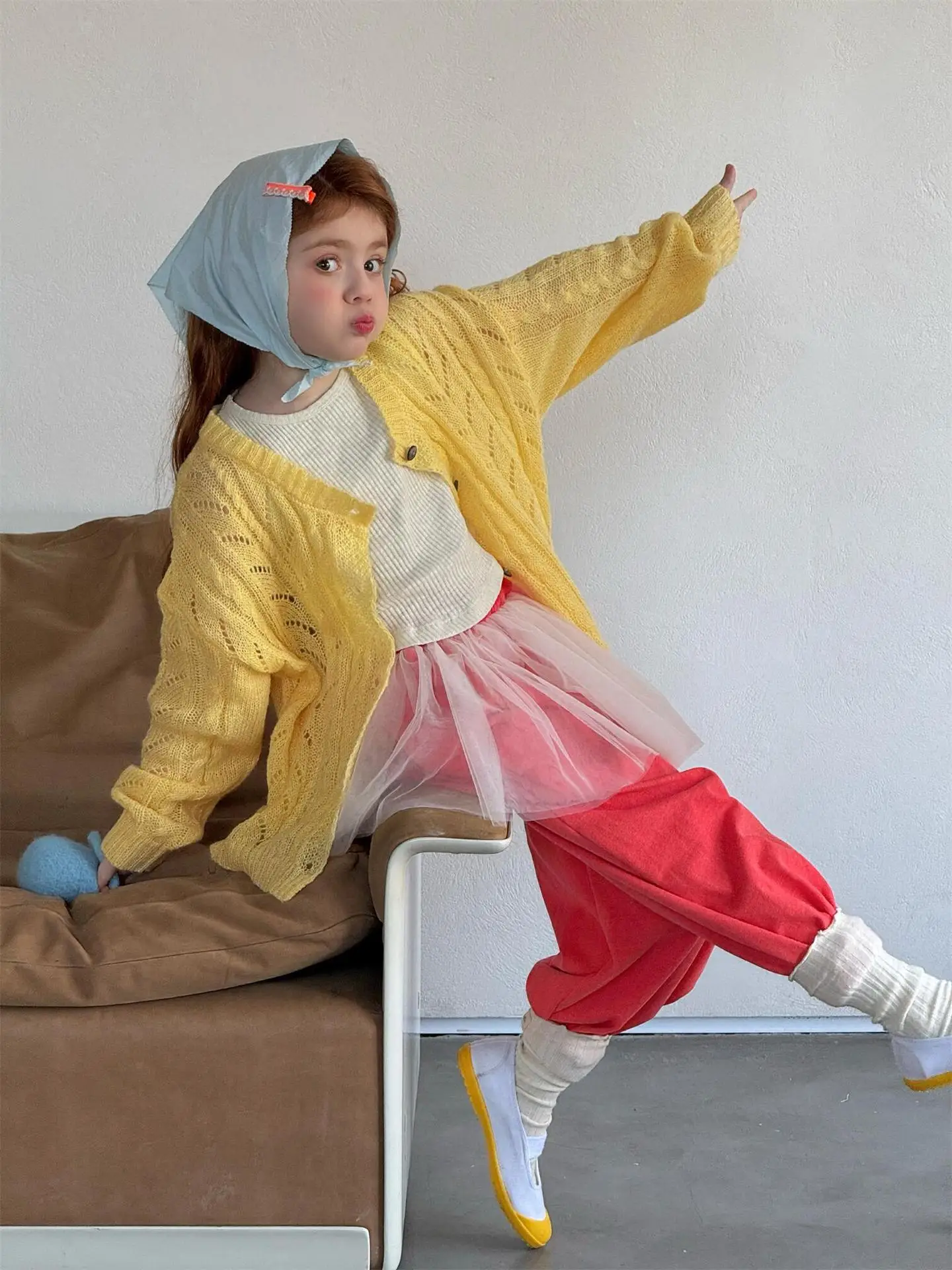 Children Clothing Kids Casual Sweater New 2026 Spring Korean-style Girls Gentle Solid Color Fashion Kids Simple Sweater