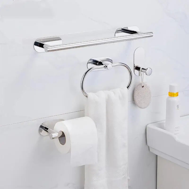 Self-Sticking Kitchen Bathroom Hardware Accessories Towel Rack Toilet Paper Dispenser Holder Wall Coat Towel Holder Accessories