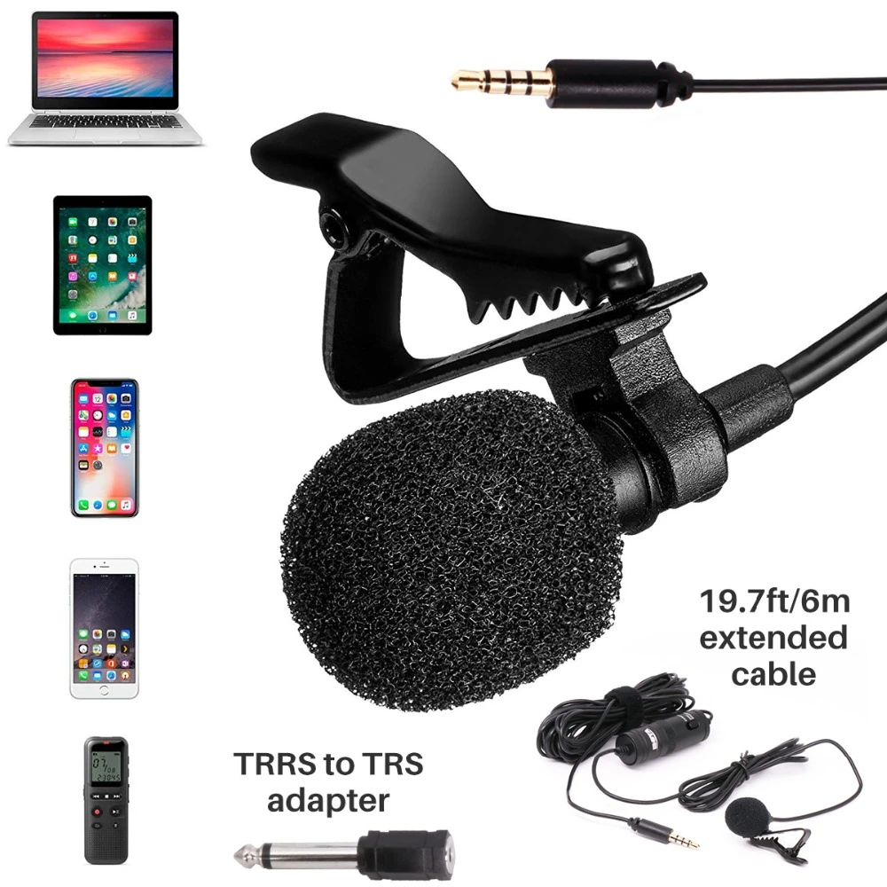 BOYA BY-M1 6m Professional Condenser Lavalier Lapel Microphone for PC Computer Laptop Smartphone iPhone DSLR Youtube Streaming