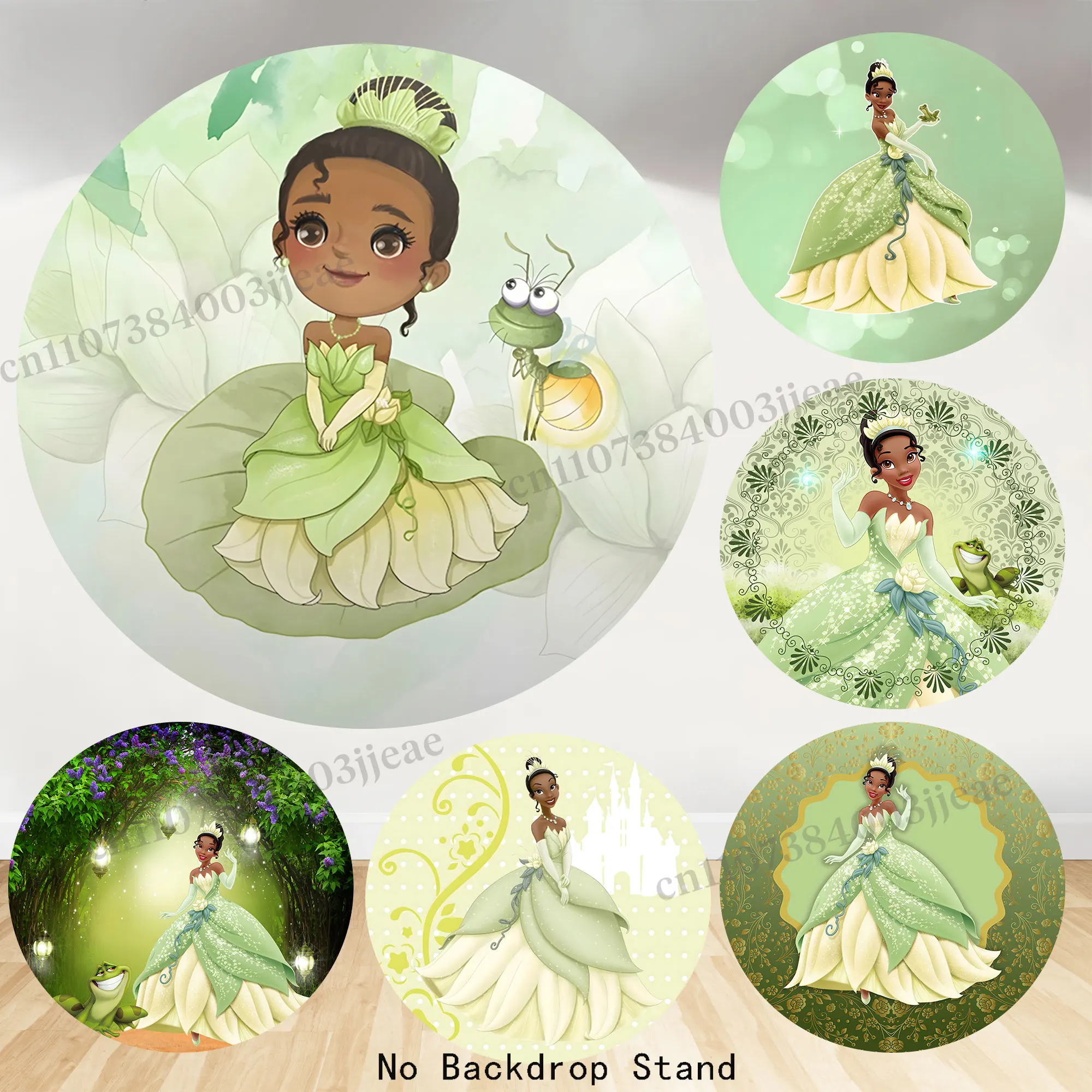 

Round Tiana Backdrop Girls 1st Birthday Baby Shower Banner The Princess And The Frog Party Circle Cover Decor Backgrounds Props