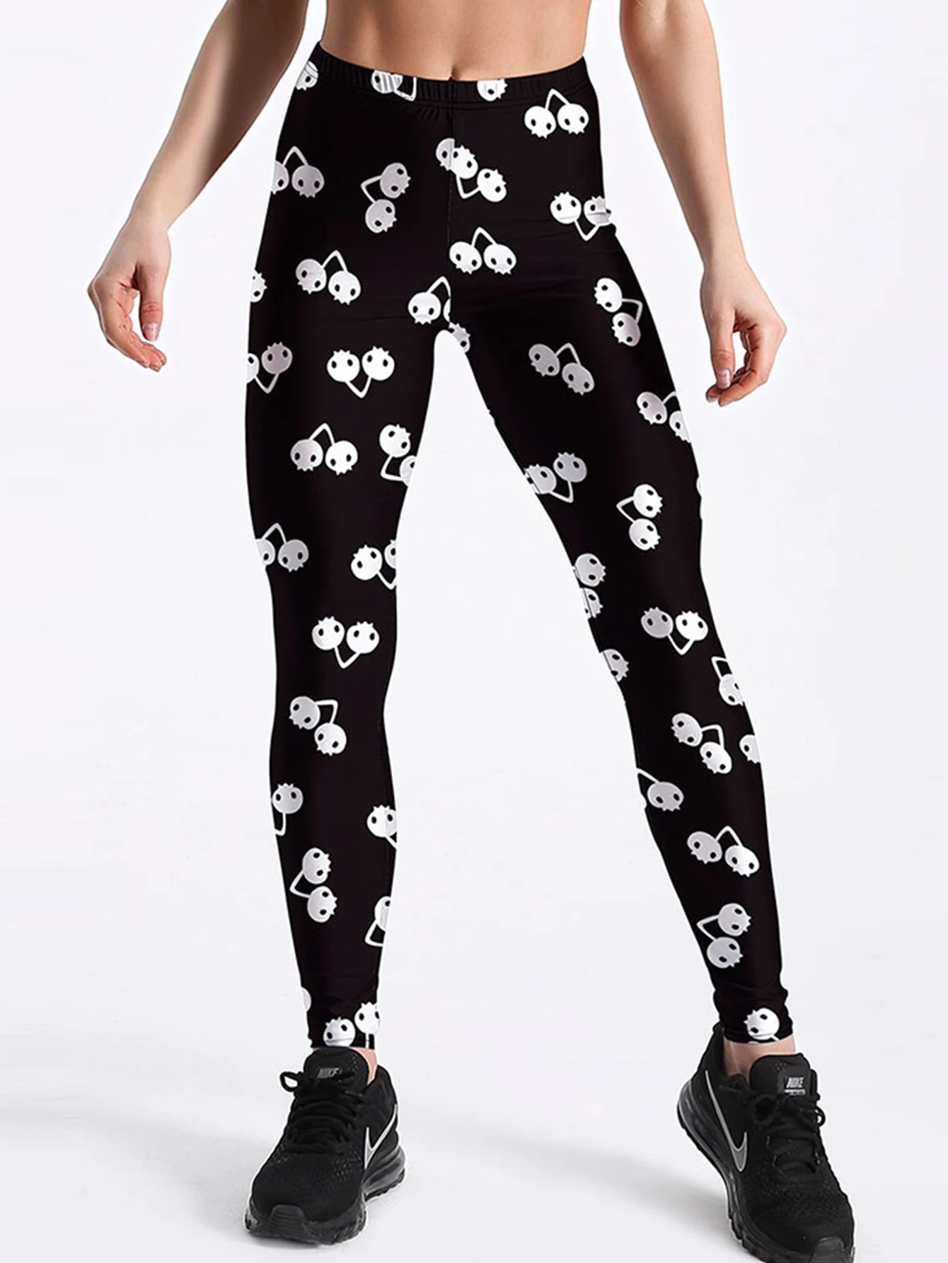 Legging da donna a vita alta, vestibilità skinny, stampa completa, design di Halloween, autunno sportivo, lunghezza alla caviglia, stile basic