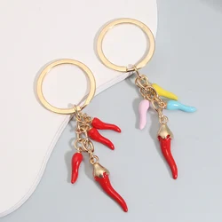 Creative Red Colorful Pepper Keychain Mini Vegetable Key Rings For Best Friends Women Men Gift Car Bag DIY Handmade Jewelry