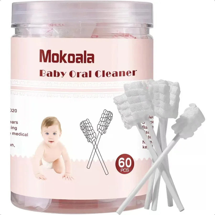 

60Pcs Baby Tongue Cleaner Baby Toothbrush Disposable Infant Mouth Cleaner Soft Gauze Toohthbrush Toddler Oral Cleaning Stick De