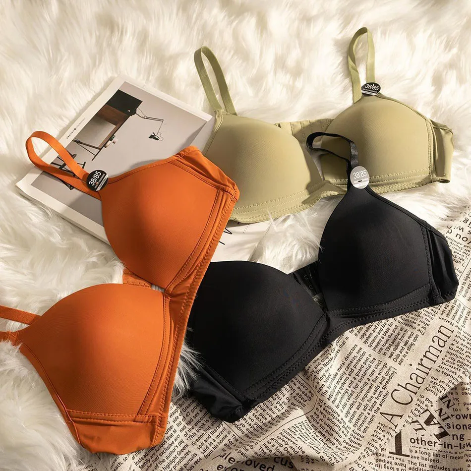 

Elegant Lightweight Seamless 3/4 Cup Bra Small Bust Solid Color Bralette No Underwire Push Up Underwear Women Summer Thin Bra