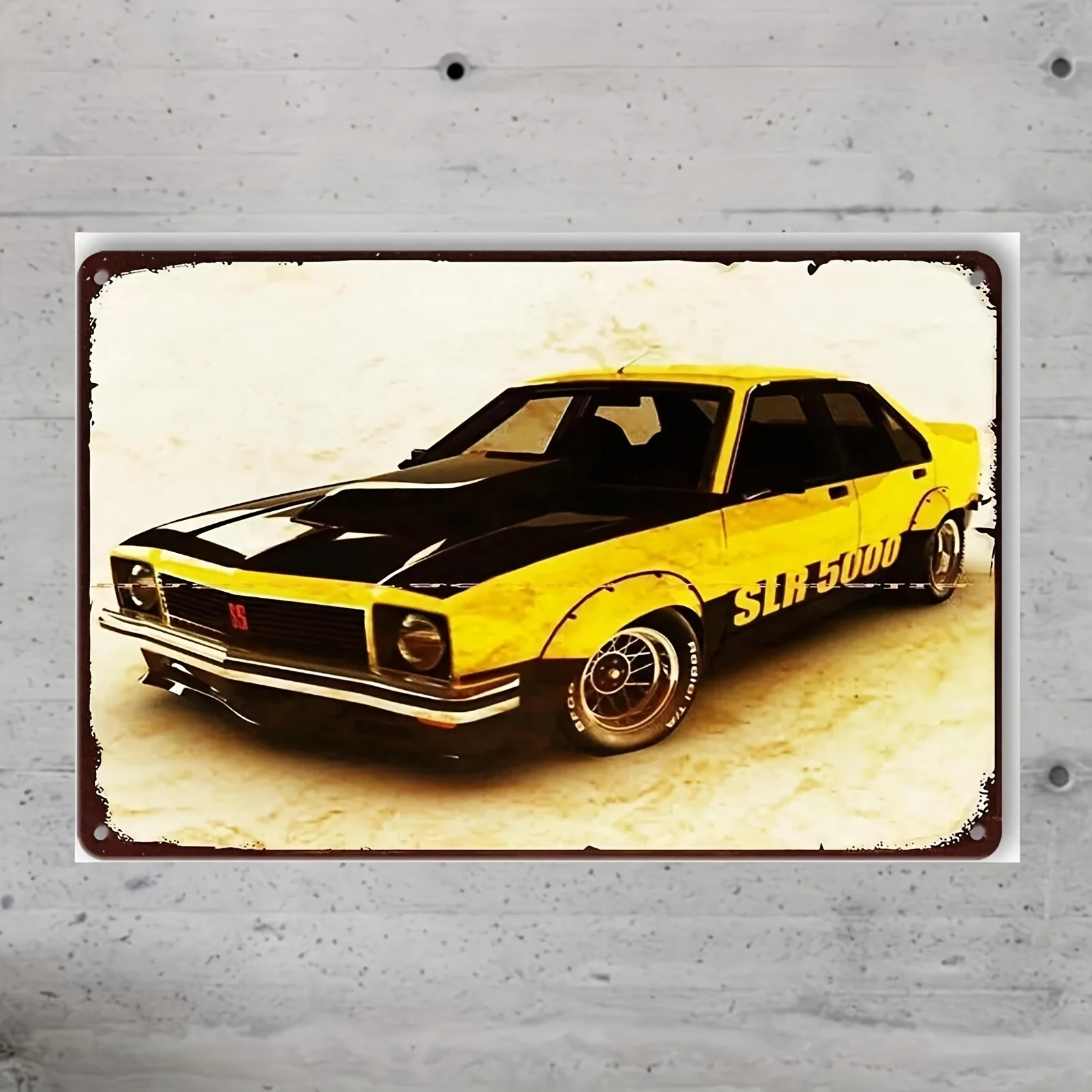 Torana SLR5000 Classic Car Art Deco Metal Wall Sign - Rustic Vintage Automotive Decor, Rectangular Vertical Wall-Mounted Metal A