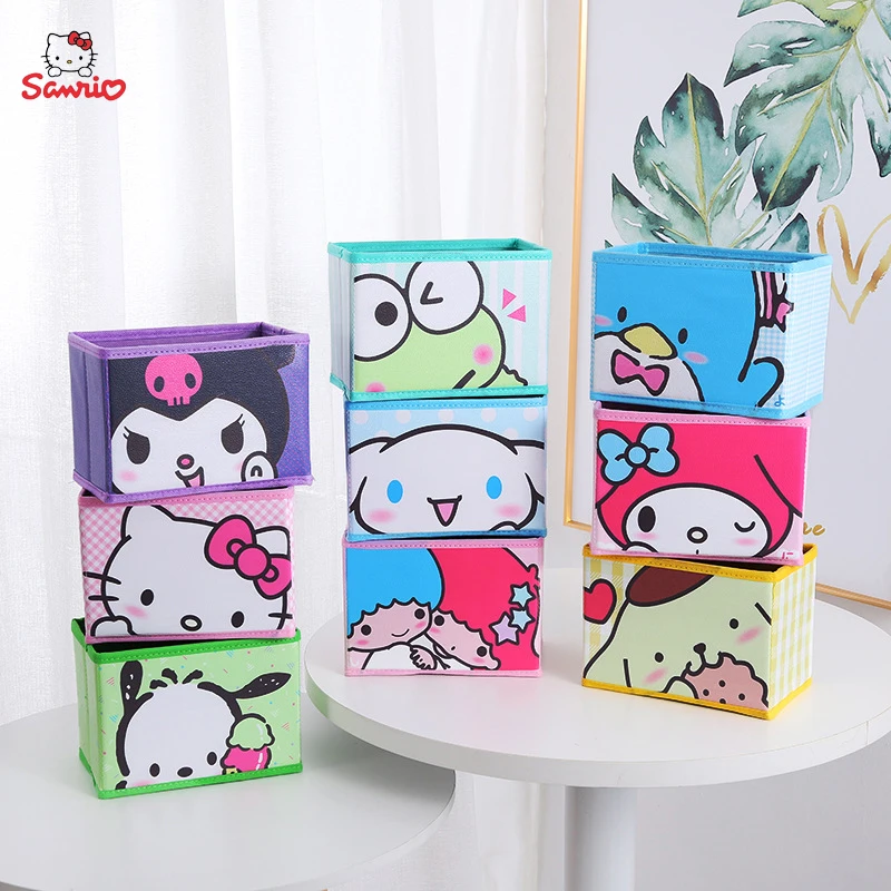 

Sanrio Kuromi Collapsible Large Fabric Cube Storage Hello Kitty Melody Cinnamoroll Capacity Toy Sundries Storage Basket Gifts