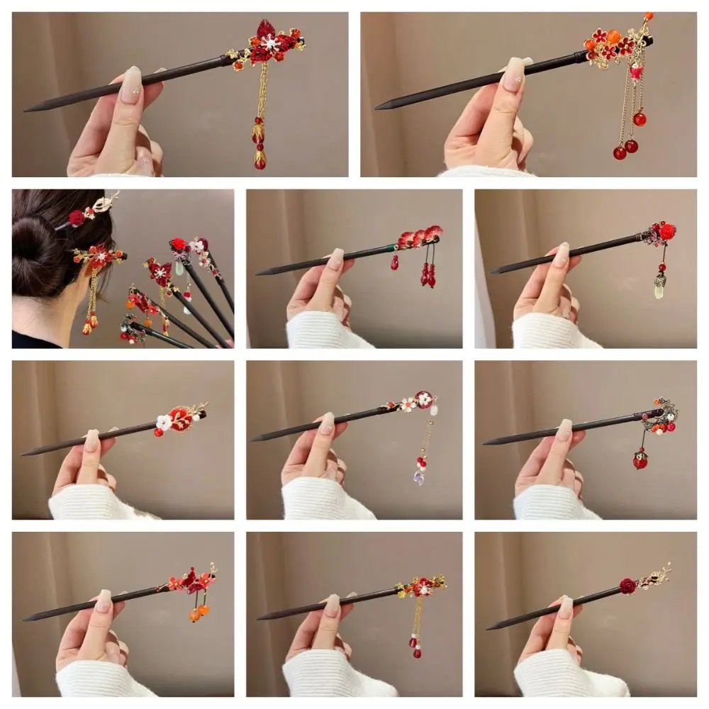 

Chinese Style Flower Hair Stick Elegant Butterfly Hair Fork Hanfu Hair Stick Hair Accessories Hairpin Wood Hair Stick Ladies