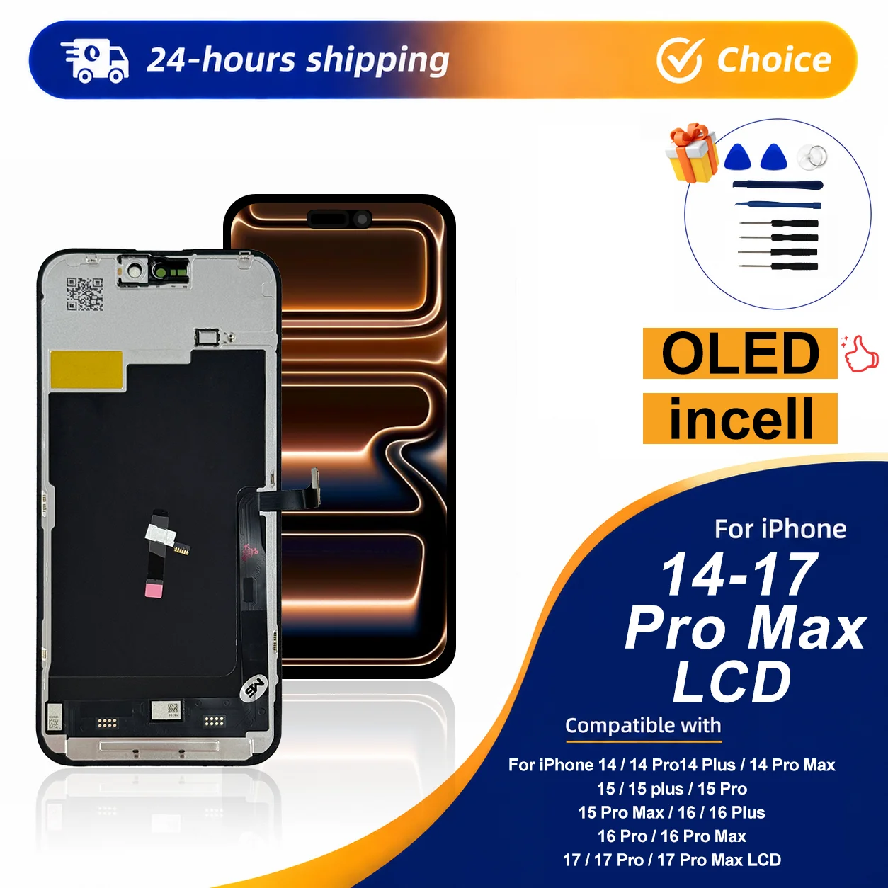 OLED For iPhone 14 15 16 17 Pro LCD Incell For iPhone 13 Pro Max 14 Plus 15 OLED LCD Display Screen Digitizer Assembly Repair