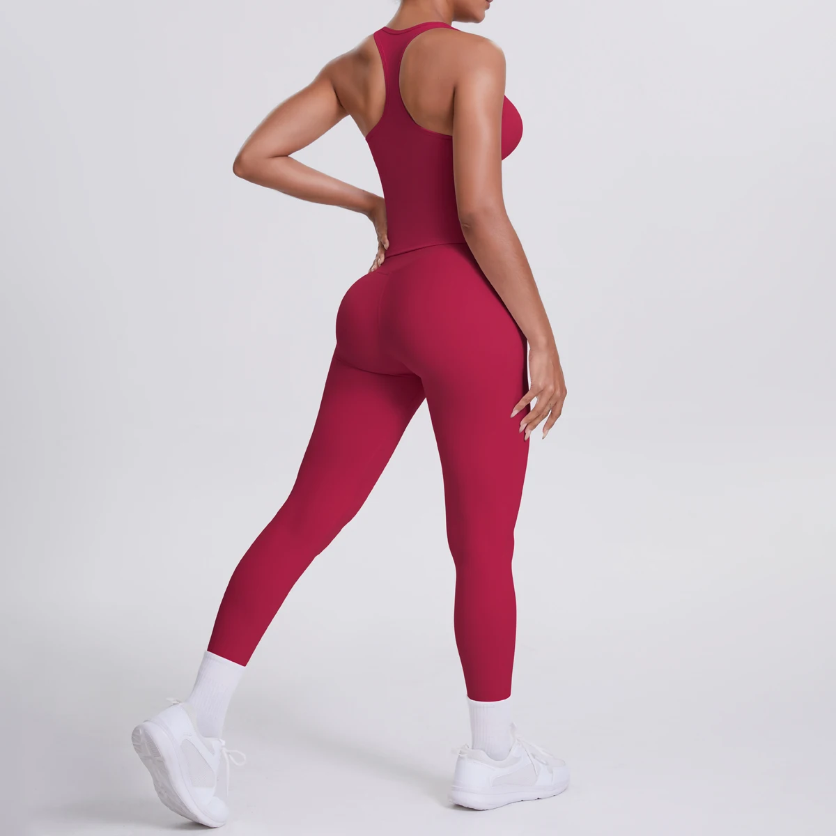 Yoga Top Set Fitness Gym Anzug Training Ärmellose Sport Gym Tops Crossover Zurück Sport Unterwäsche Bauch-steuer Abnehmen – Detail 9