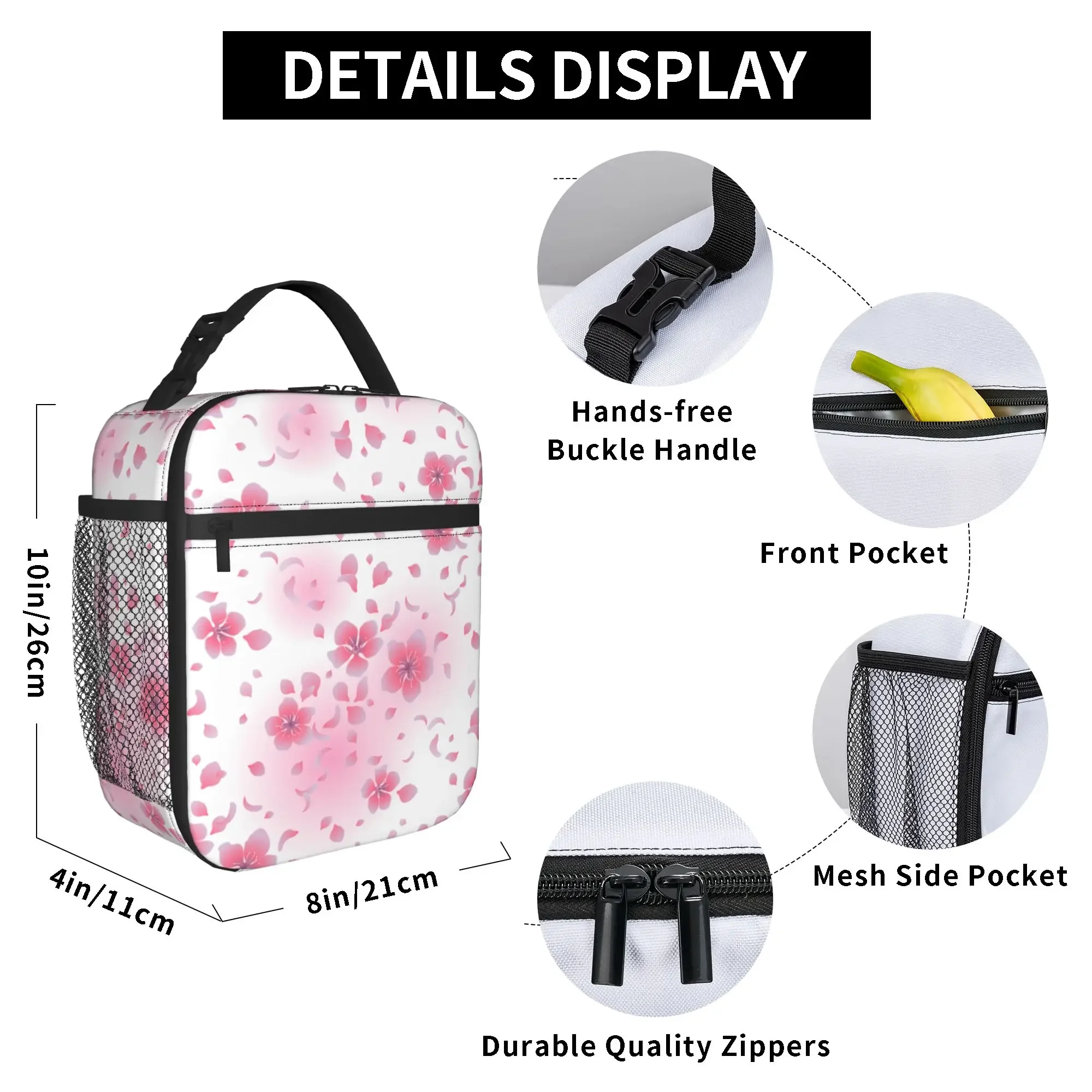 Japanese Sakura Cherry Blossom Thermal Insulated Lunch Bags for Travel  Reusable Food Container Bags Thermal Cooler Food Box
