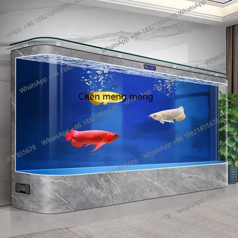 

Large double circular arc fish tank integrated glass against the wall household floor circulation filter ecological aquarium