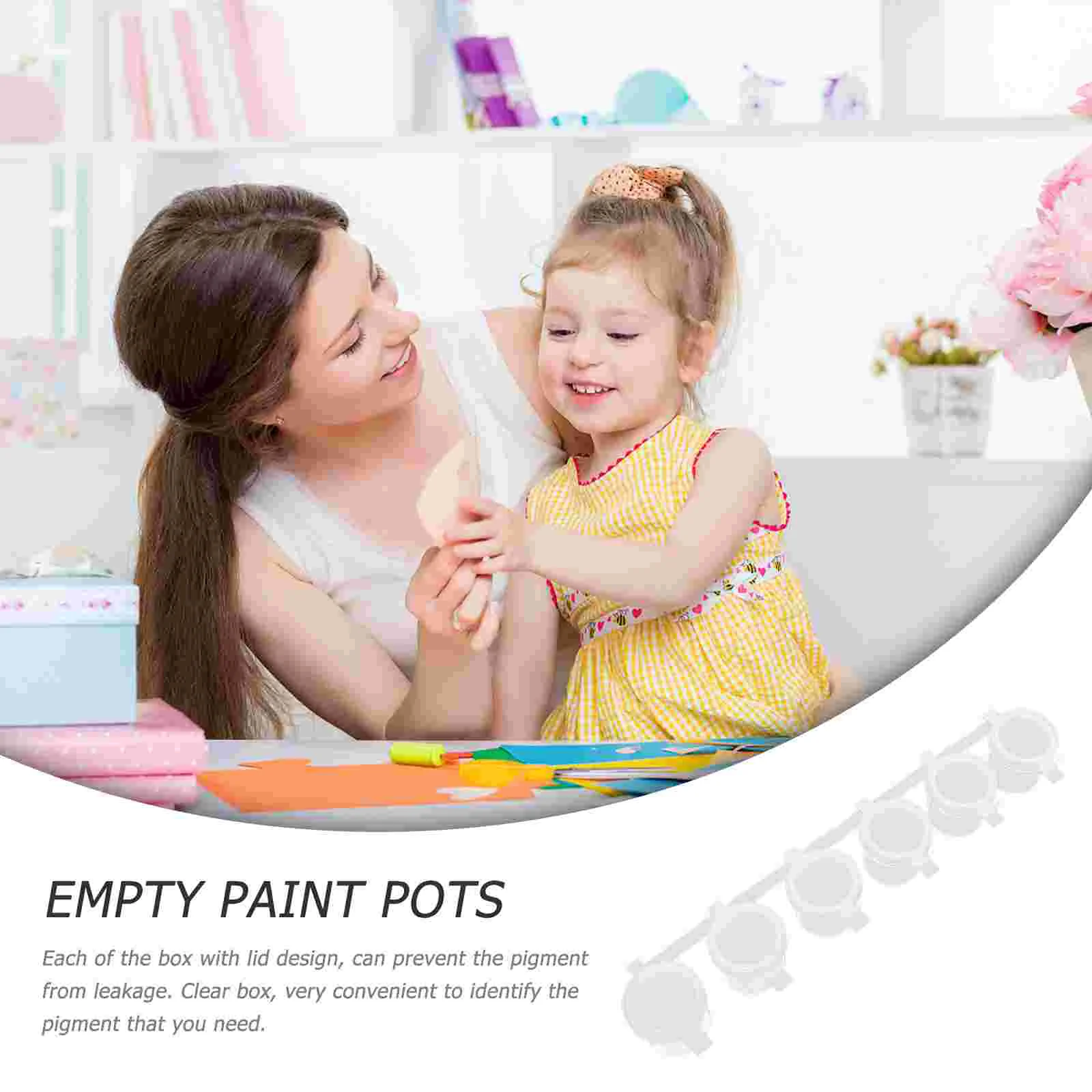 5 Sets Paint Box Empty Pots Painting Crafts Supplies Clear Pigment Storage Container Cup Watercolor Plastic Mini Strips