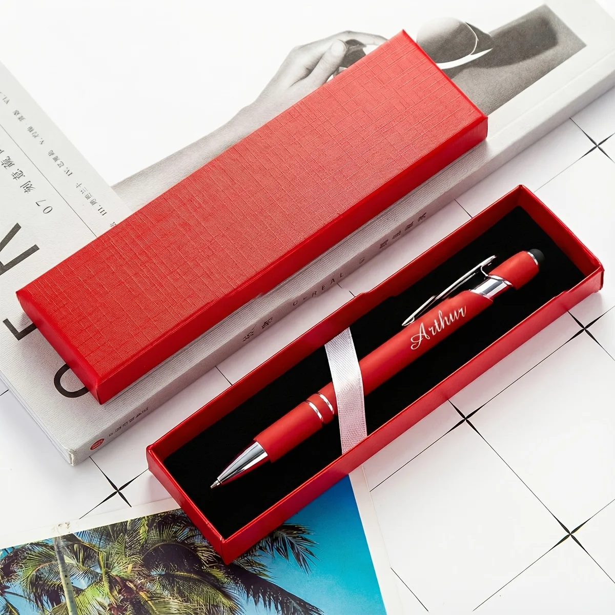 Gravierter Kugelschreiber mit personalisiertem Namen, 2-in-1-Metallstift mit exquisiter Geschenkbox, geeignet für den professionellen Geschäftsgebrauch – Detail 6