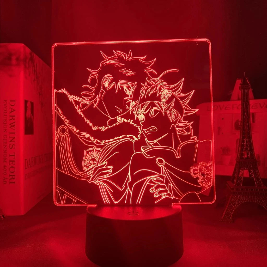 Acrylic 3d Lamp Anime Black Clover Glowing Stand Asta Action Figure for Bed Room Decor Colorful Nightlight