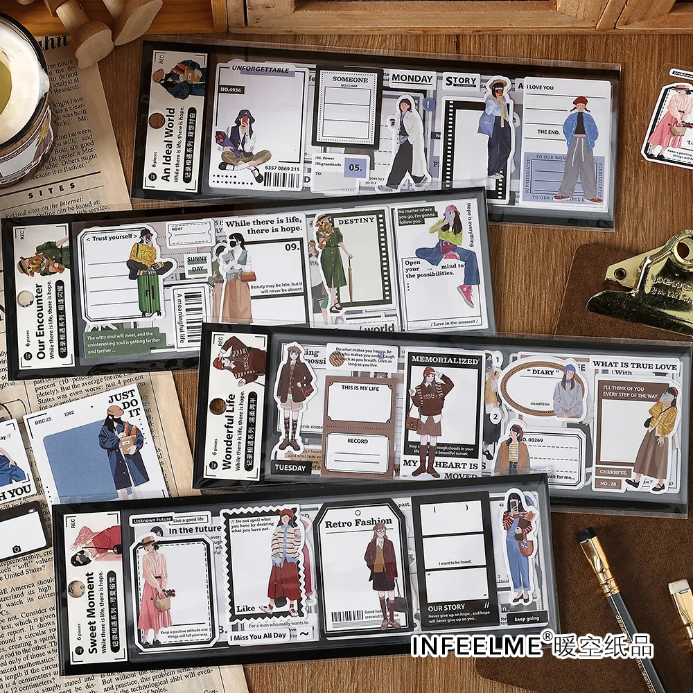 

6pcs/lot Memo Pads Material Paper Record the encounter Junk Journal Scrapbooking paper Background Decoration stationery