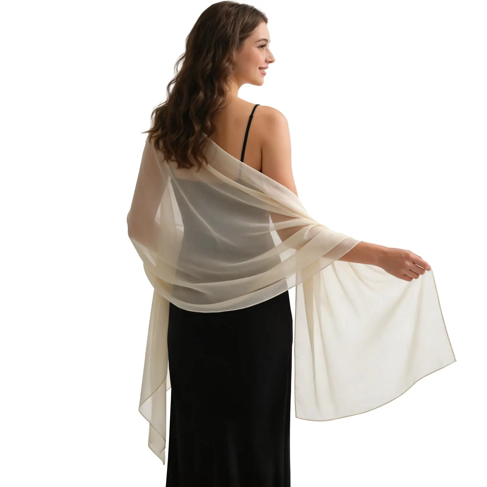 2pcs Chiffon Shawls and Wraps for Evening Dresses Women Elegant Soft Silky Wraps Wedding Bridal Scarf Woman Girl