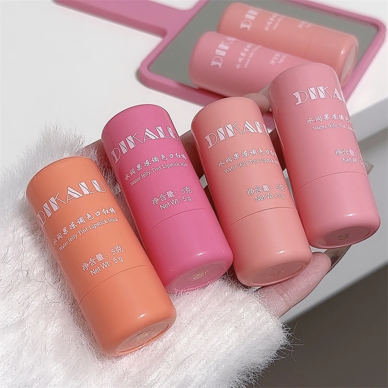 DIKALU جيلي أحمر الخدود عصا الشفاه والخد المضادة للعرق لفترة طويلة لمسة من الحبر الطبيعي المرطب أحمر الخدود الخوخ عارية