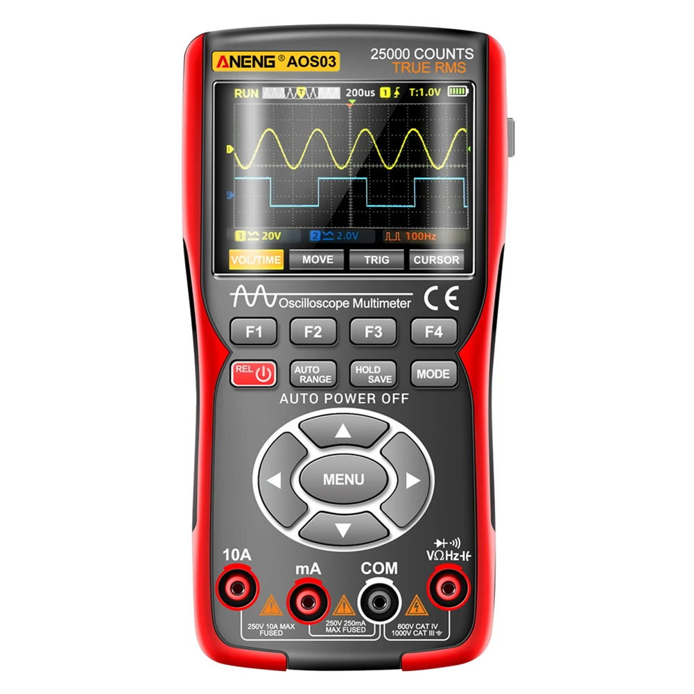 Digital Oscilloscope Multimeter Signal Generator 3.5inch Screen Display 2 Channel 50MHZ Handheld Battery Multimeter 25000 Counts
