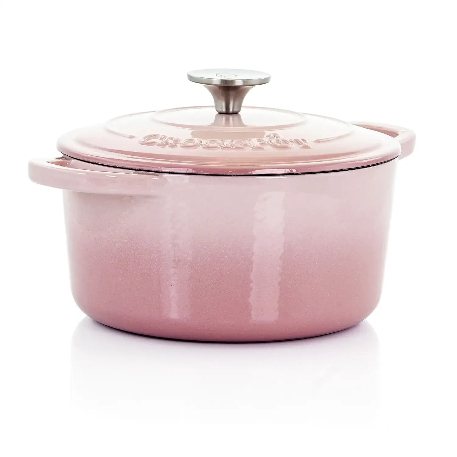 

2 Piece 3 Quarts Enamled Cast Iron Dutch Oven in Blush Pink