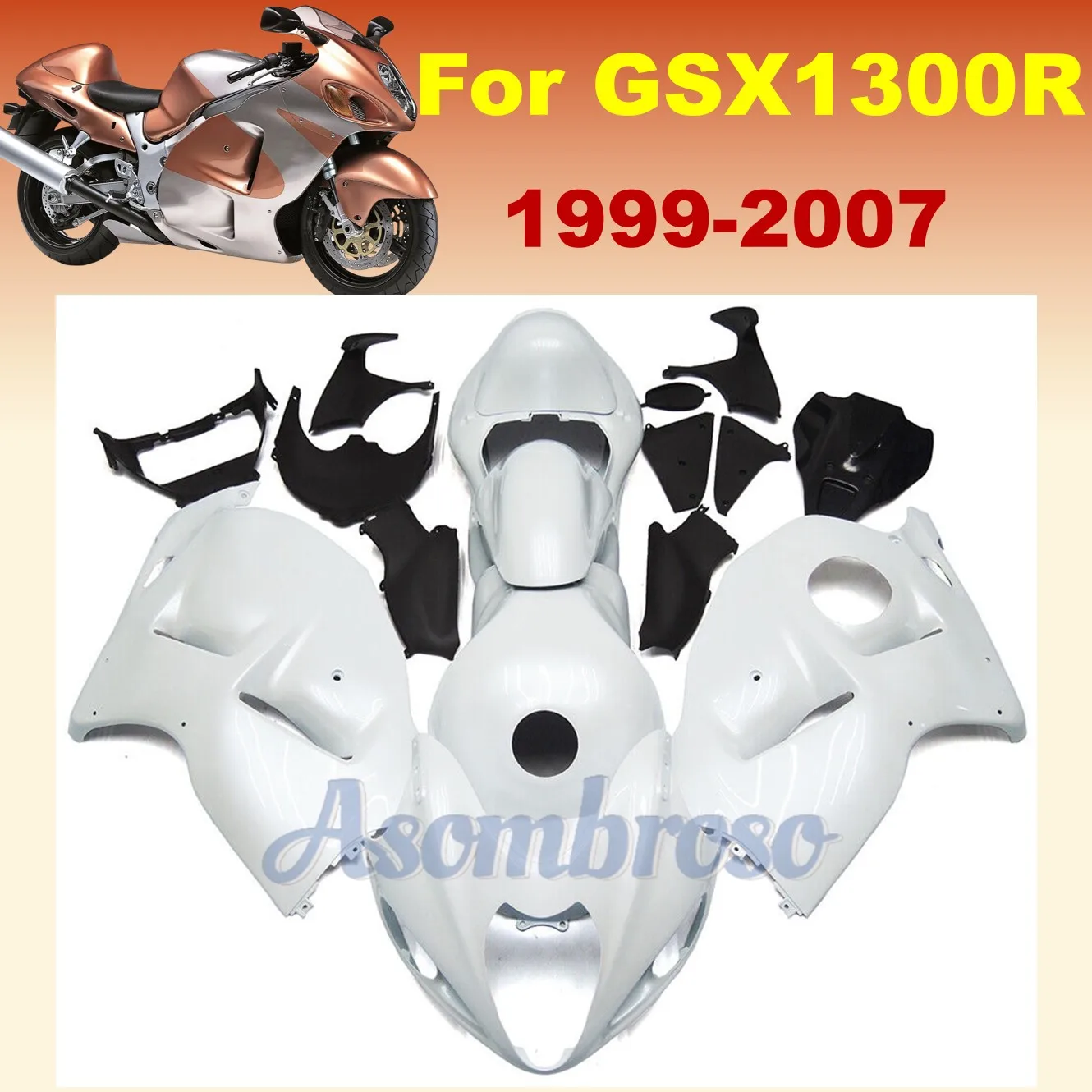 Pure White Bodywork Frame fairings kits Suitable For GSX1300R 1999-2007 Hayabusa gsxr1300 06 05 02 03  Injection Fairing Custom