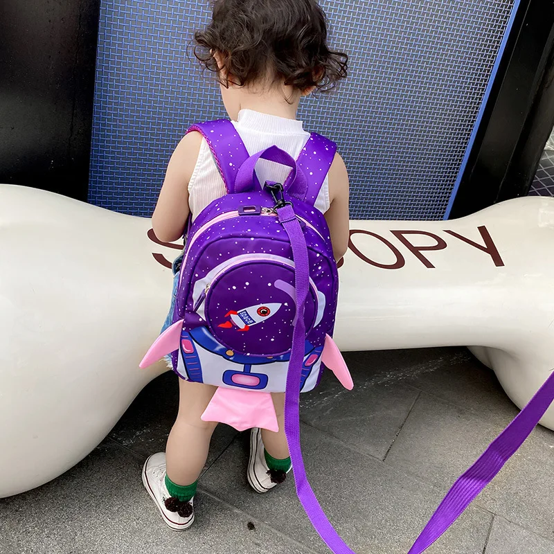 Mochila antideslizante para niños, Mochila de cohete espacial para jardín de infantes, mochilas escolares para niños, bolsas de clase para niñas