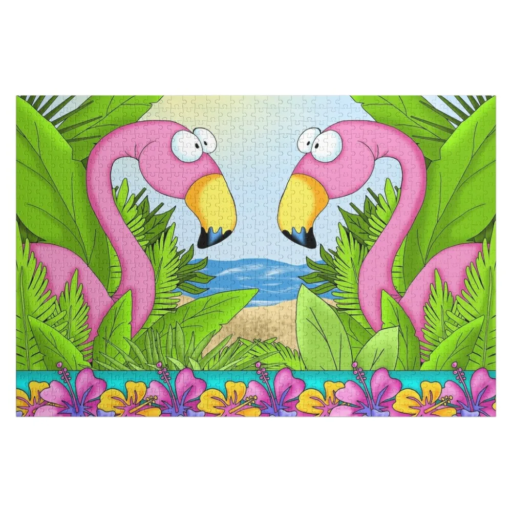 Flamingo Beach Party Jigsaw Puzzle Jigsaw Custom Personalised Personalized Photo Gift Christmas Gifts Puzzle