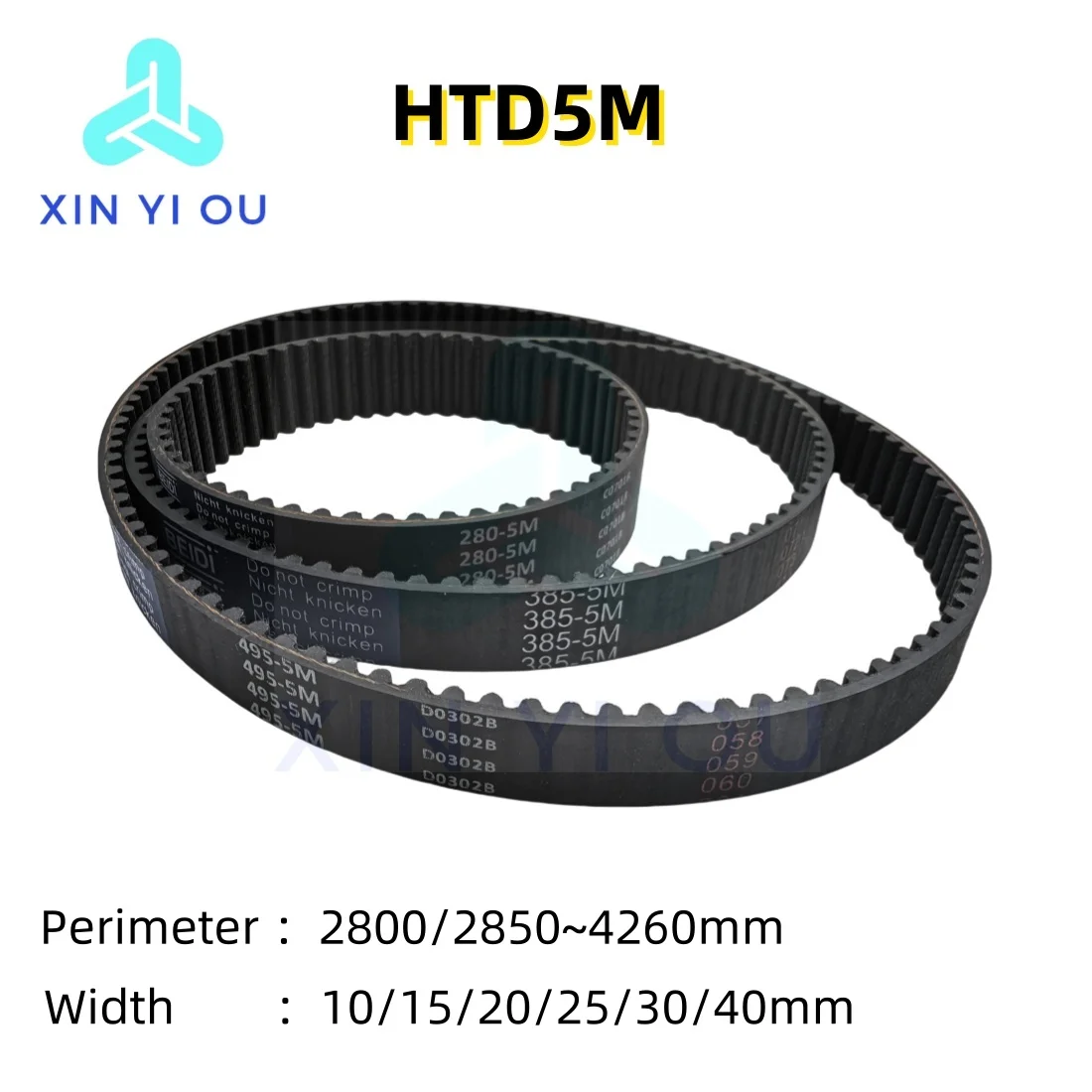 HTD 5M Rubber Timing belt Width 10/15/20/25/30/40mm Perimeter 2800/2850/2900/2980/3060/3070/3125/3130/3215/3255/3300mm-4260mm