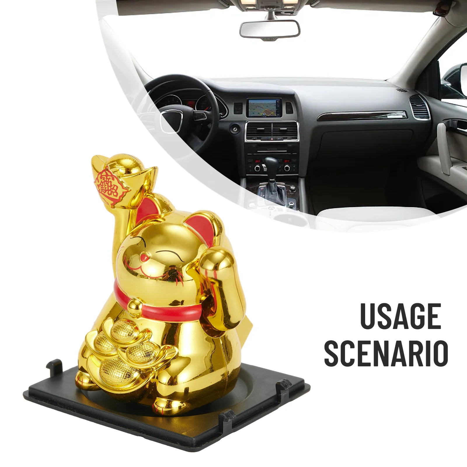 23333333333333332InchSolarAutomatic Waving Lucky Cat Car Cashier Ornament Shop Feng Shui Cat Beckoning Fortune Cat Home Decor