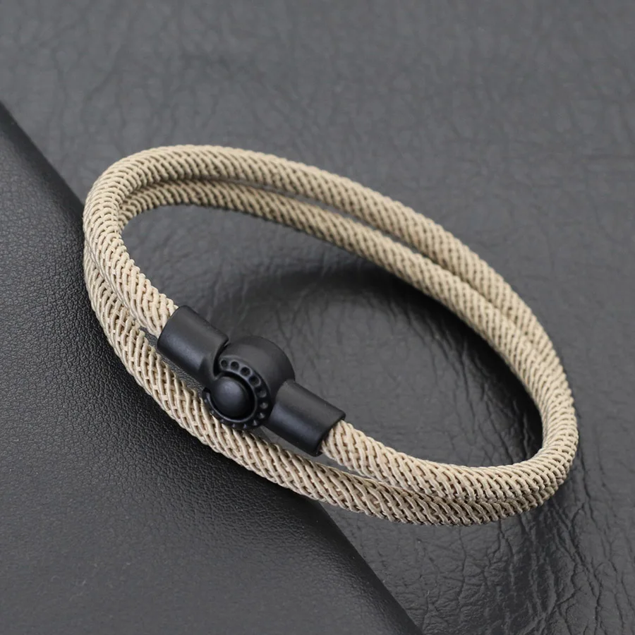 Simple Style Rope Bracelet Men Double Layer Grade A 4mm Thread Fabric Braslet Outdoor Sports Survival Braclet Cycling Jewelry