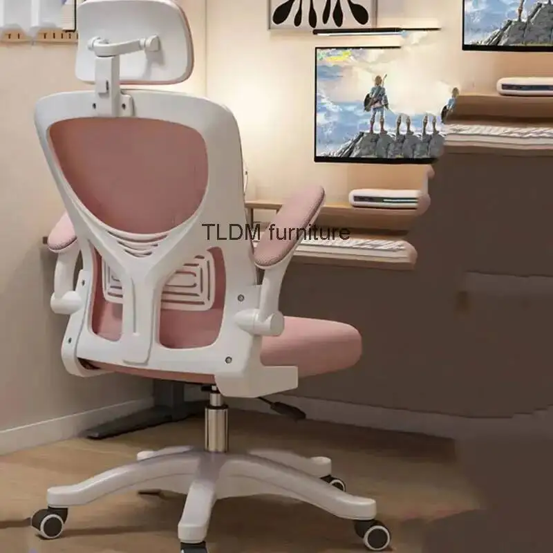 Escritorio Swivel Game Chair Cadeira Ergonomic Office Massage Comfy De Dinning Chair Pink Work Office Rolling Furniture