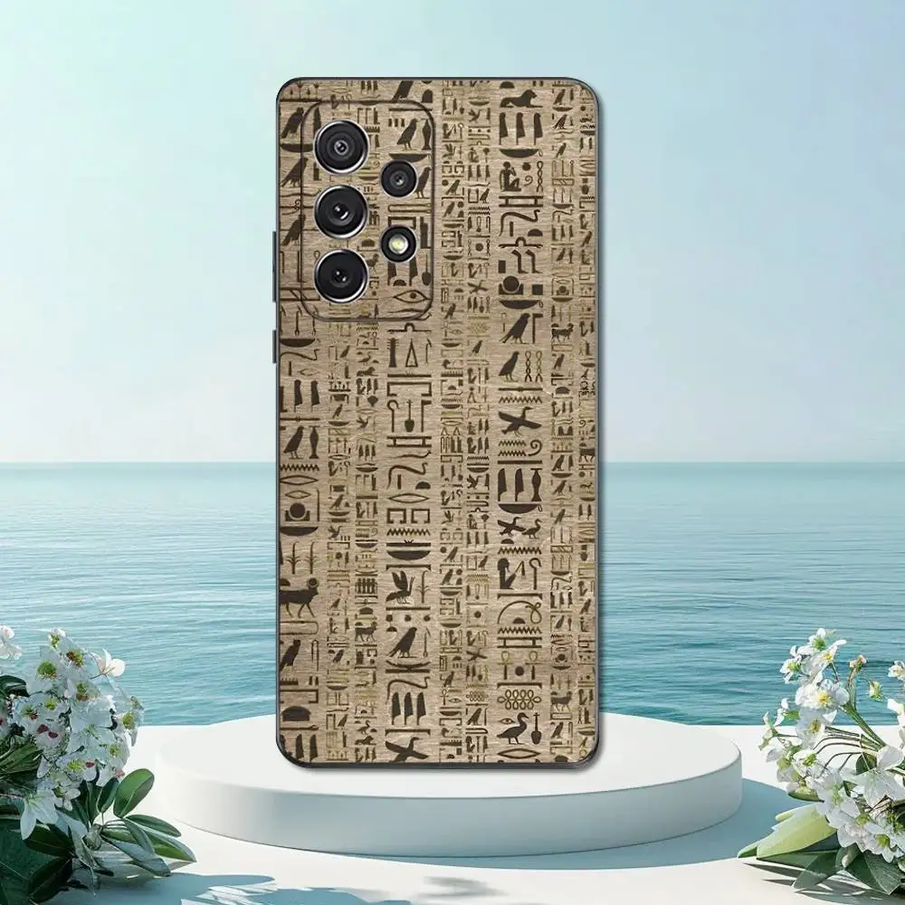 Ancient Hieroglyphics Egypt Phone Case For Samsung S22,S21,S20,S10,S9,S25,S24,S23,Ultra,FE,Plus,Lite,Soft Silicone Black Cover