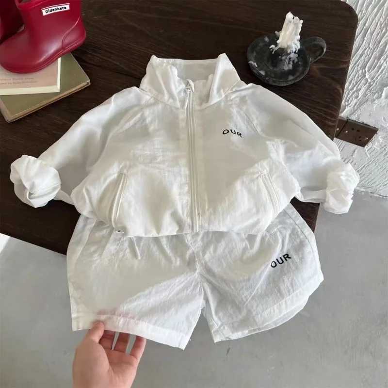 Boys' Set Girls New Sportswear Summer Long Sleeve Shorts Two-piece Set Baby Fashionable Quick Drying Children's Clothing