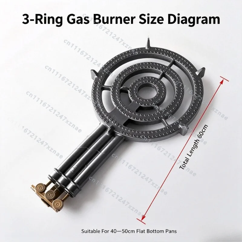 For Street Food Stall Pancake Flat Cookware，High Heat Three Ring Gas Burner Head  Commercial Stove Parts Even Heating