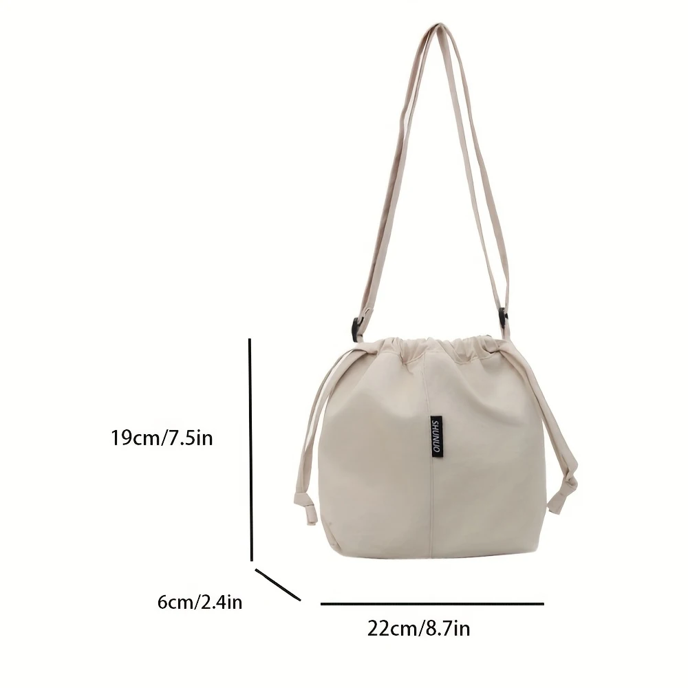 Lady Crossbody Bag, Rope-fastened Canvas Bag, New Fashionable Distinctive Design Crossbody Bag, Bulging Bucket-shaped Bag