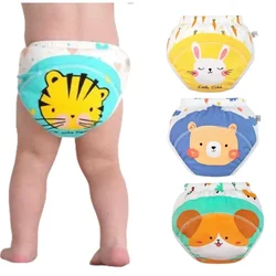 Bragas de tela de algodón lavables para bebé y niña, ropa interior reutilizable, pantalones de entrenamiento para orinal, pañales de dibujos animados, 4 Uds.