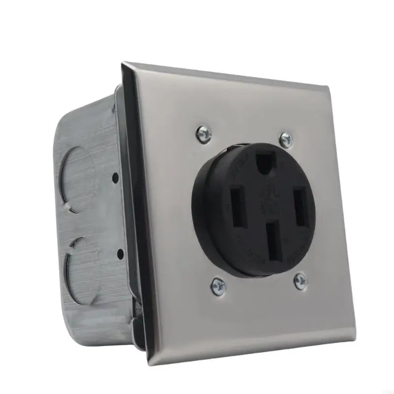 Multipurpose NEMA 14 50R 50A Electrical Receptacle Assembly With Square Metal Box Sliding Covers and Brackets Use - view 2