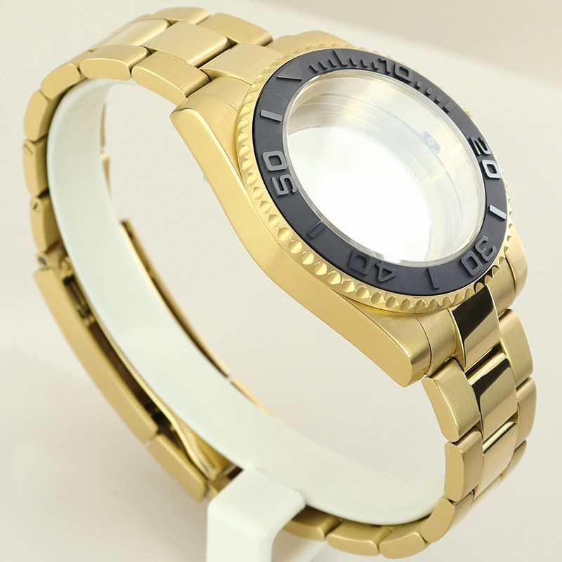 40mm Watch Case 316L Bracelet Sapphire Glass For Seiko NH35 NH36 NH34/38 8215 2824 Movement 28.5mmDial Gold Yacht Bezel Hot Sale