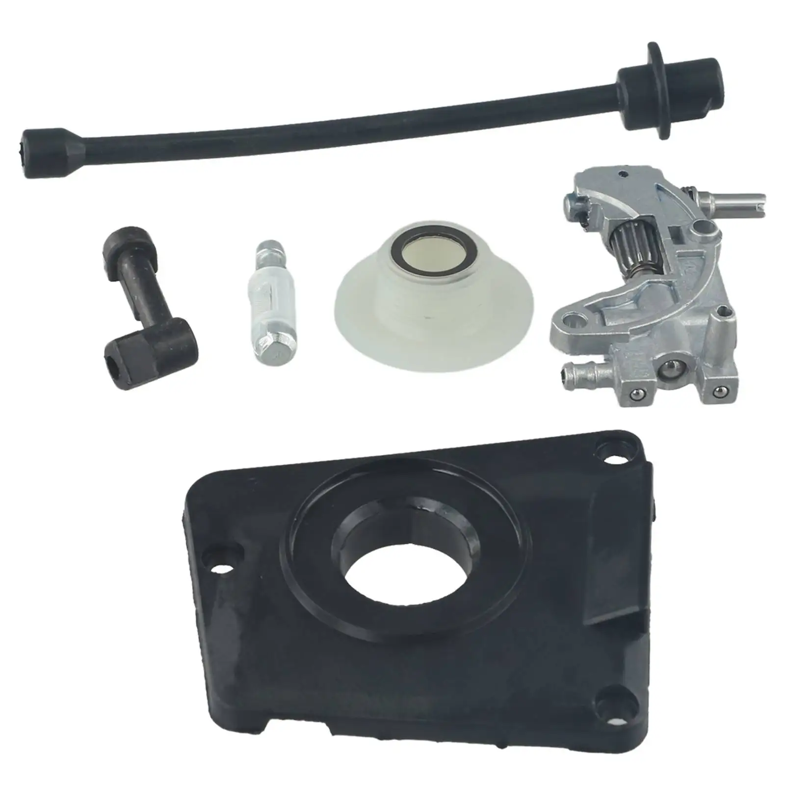 Oil Pump Cover Kit for CHINESE 4500 5200 5800 Chainsaws 45cc 52cc 58cc Including for Worm Gear Oil Filter and Two Oil Tubes