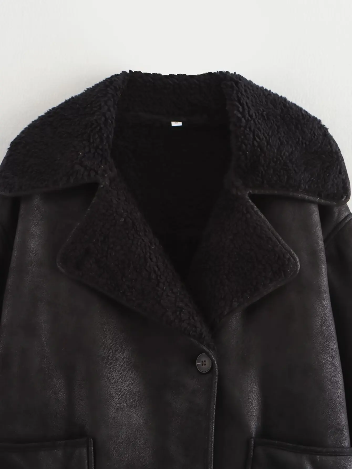 Autumn Faux Jackets Outwear Women Fashion Fashion Turn-Down Collar Three-Color Shearling Long Sleeve Jacket  Short Coat
