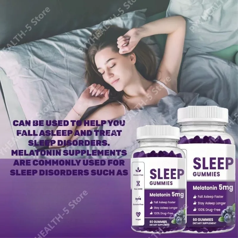 

Мелатониновые жевательные конфеты для сна, безглютеновые, без ГМО, 60 штук