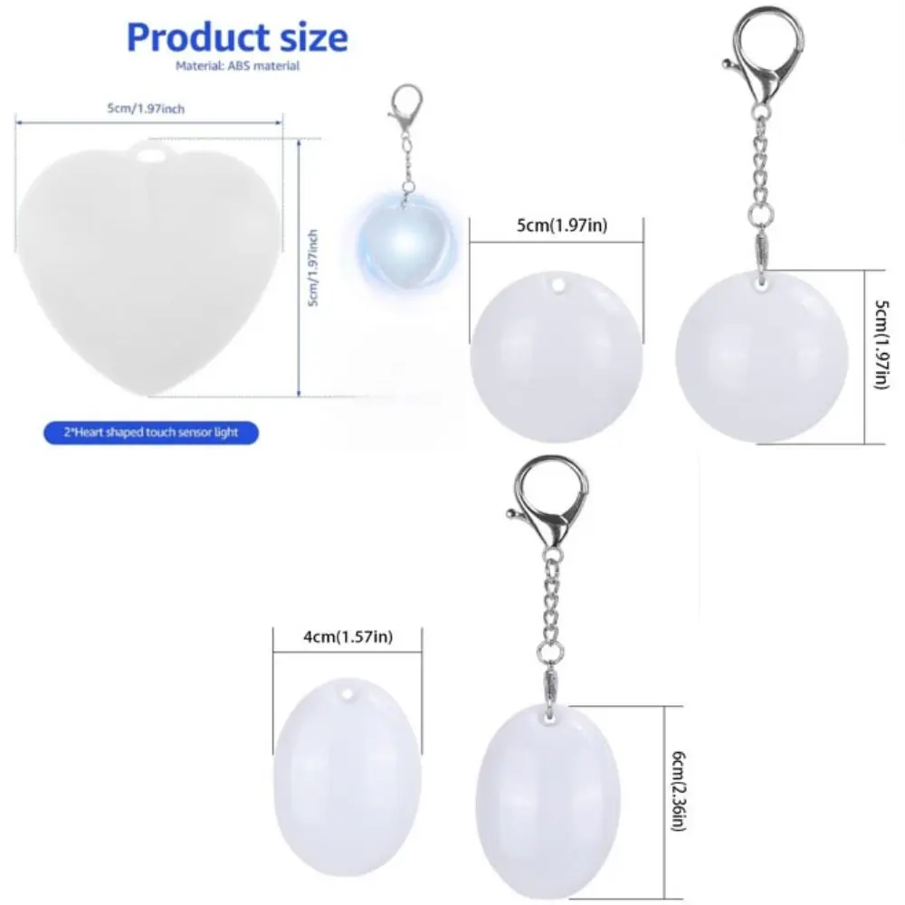 USB C Rechargeable Heart Shape Keychain Light Keychain Clip Heart Shaped Mini LED Bag Light Touch Switch LED Light