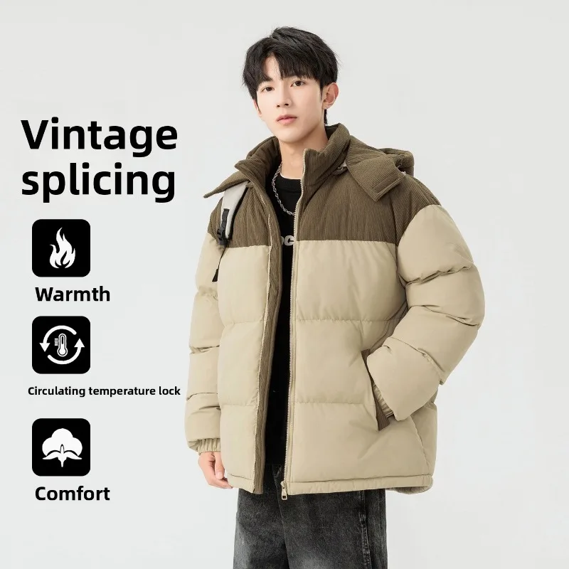 

Autumn /Winter Men Outdoor Removable Hooded Windbreak Jacket Coats Men Warm Outwear Casual Fashion Solid Parkas Jacket Male Tops