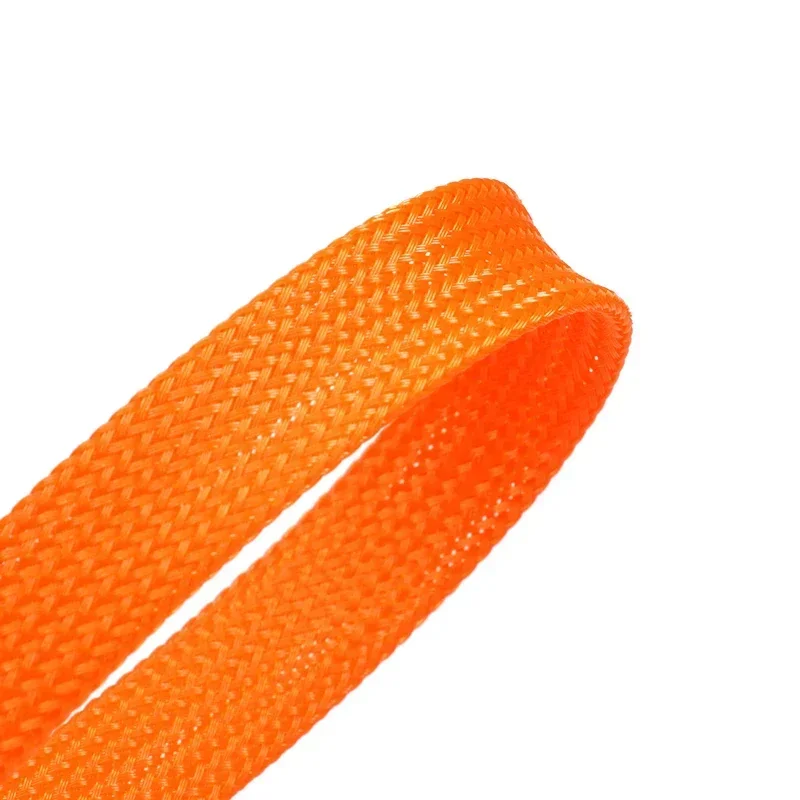 Orange PET Braided Cable Sleeve 2/4/6/8/10/12/14/16/20/25/30/40mm Expandable High Density Insulated Wire Protection Wrap Sheath