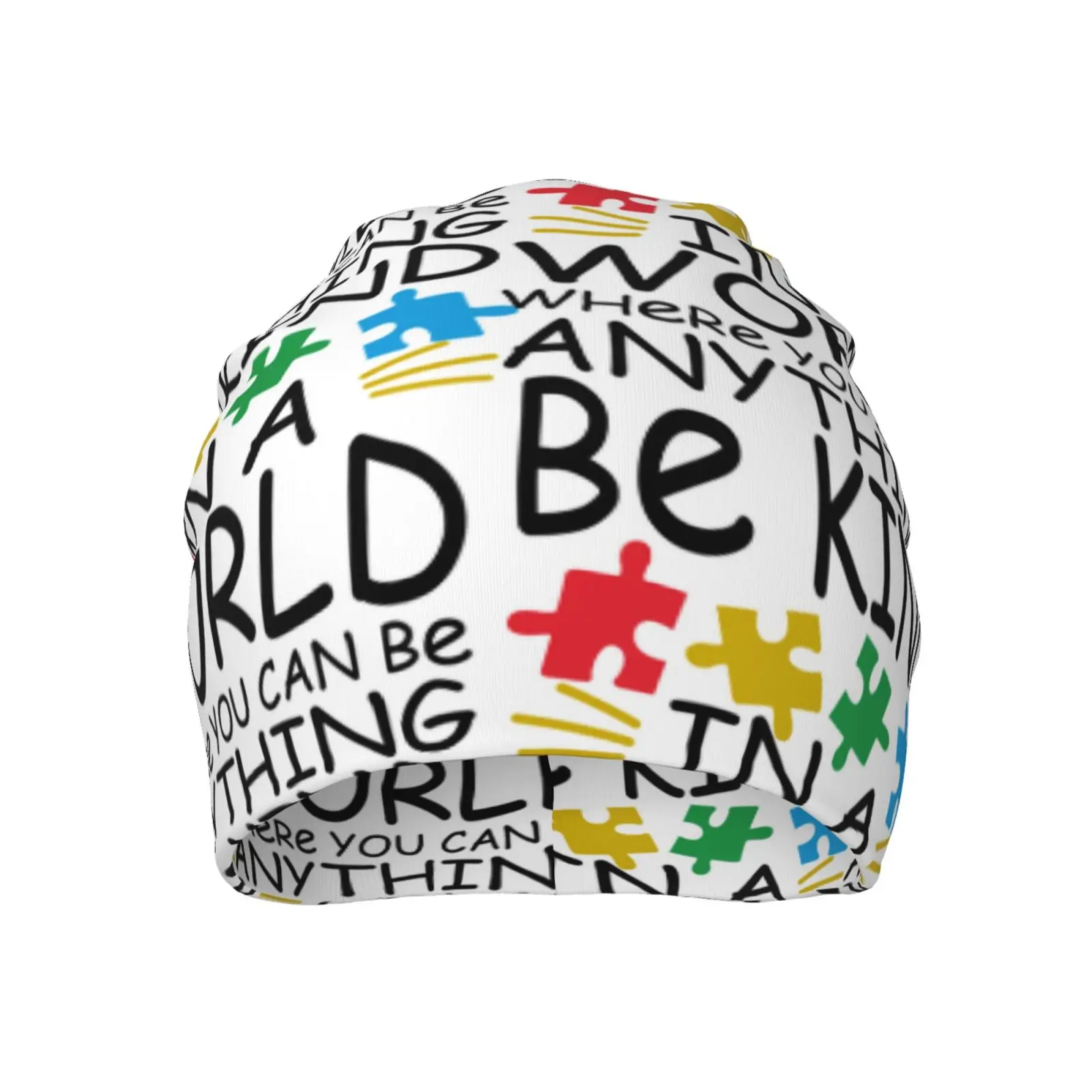 Autism Card Print Pattern Retro Street Hip-hop Knit Hat Universal Skin Friendly Comfortable Warm Winter Hat Outdoor Casual Gift