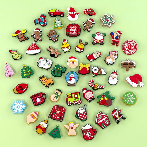 Imagen 2 del producto 1/20/50 Uds. Amuletos de zapatos de Feliz Navidad para hombres, mujeres y niños, alfileres para sombrero de Papá Noel, decoraciones para zapatos, accesorios de fiesta, adorno de regalo