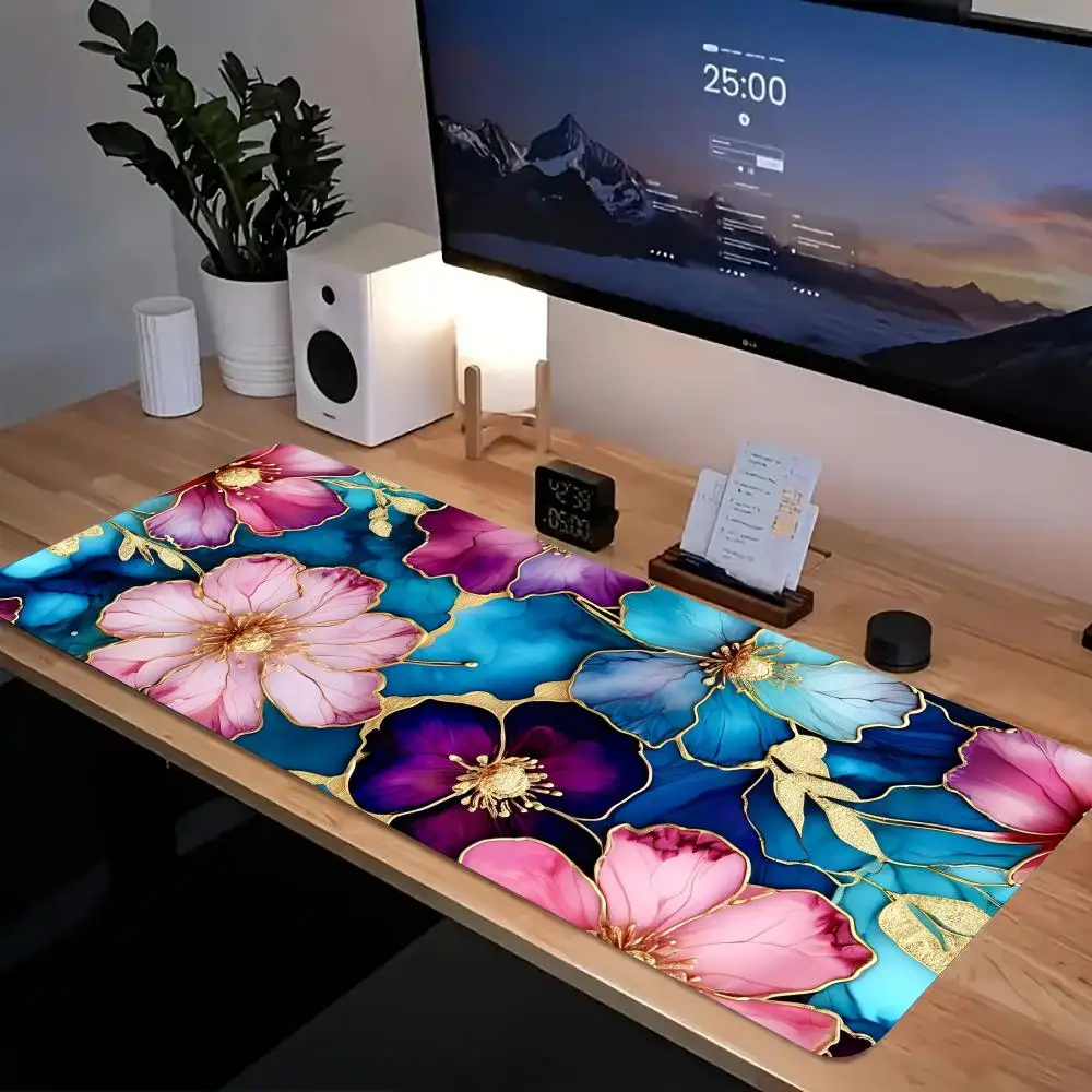 

Богемный ретро коврик для мыши с цветами, большая резиновая основа, противоскользящие настольные аксессуары, коврик для мыши для офисов и геймеров, коврики для клавиатуры, декоративный коврик