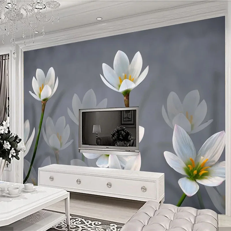 

Custom 3D Mural Wallpaper Beautiful Modern Minimalist Onion Orchid Background Wall Decorative Painting Papel De Parede Home Déco