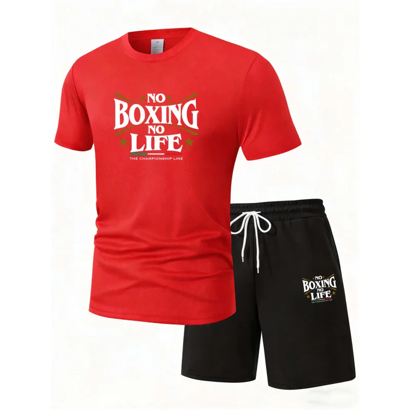 Summer Leisure Men'S 2-Piece Set No Boxing No Life Comfortable Breathable T-Shirt And Shorts Top Print T-Shirts Ensemble view 5