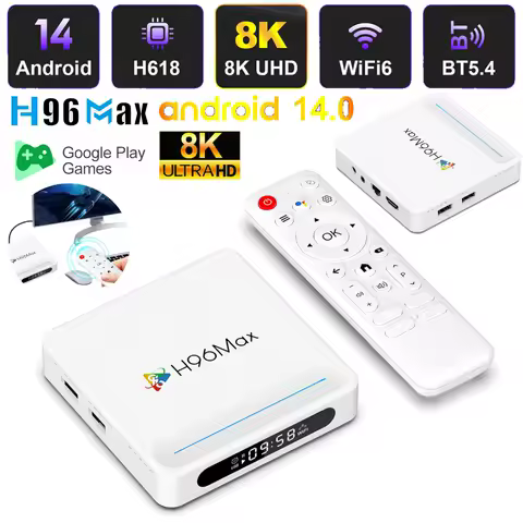 H96Max H618 Plus Smart TV Box Android 14.0 Box Allwinner H618 Quad-core ARM Cortex A53 Wifi6 BT5.4 Media Player 8K Set Top Box
