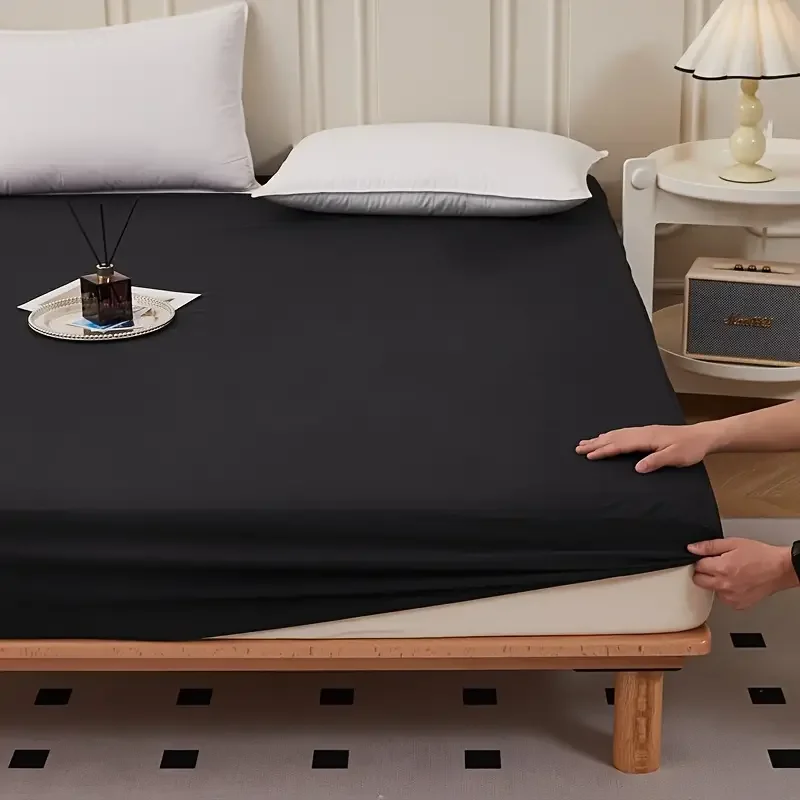 1 Stück weiches und atmungsaktives, wasserdichtes Spannbetttuch für Schlafzimmer, Matratzenbezug mit tiefem Taschen für alle Jahreszeiten – Detail 6